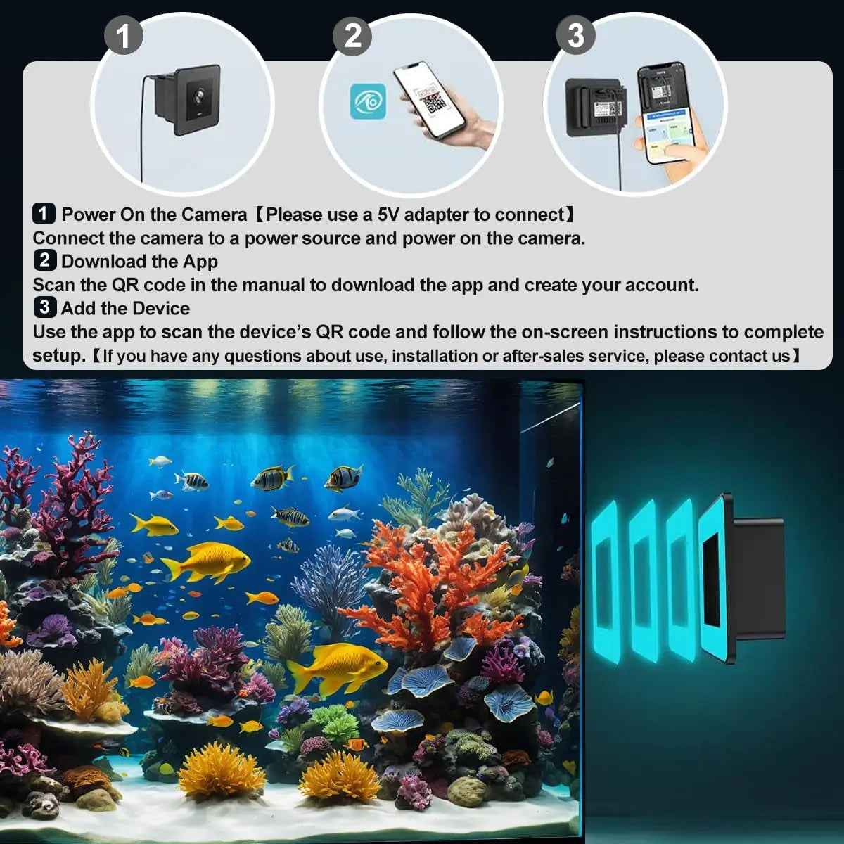 2K HD Aquarium & Terrarium Camera w/ Night Vision, Audio & 32GB Card