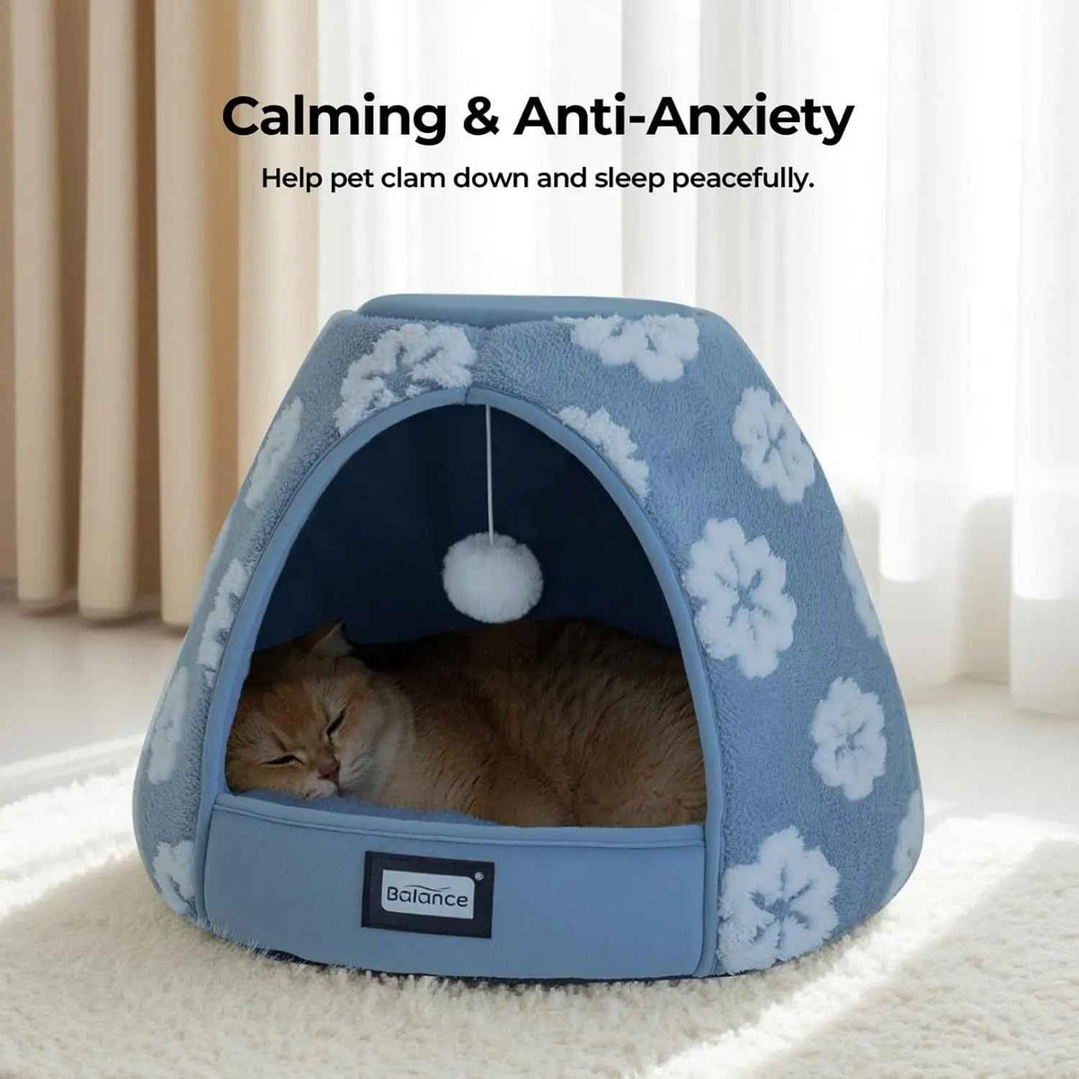 2-in-1 Plush Cat Cave Bed & Tent – 19-Inch