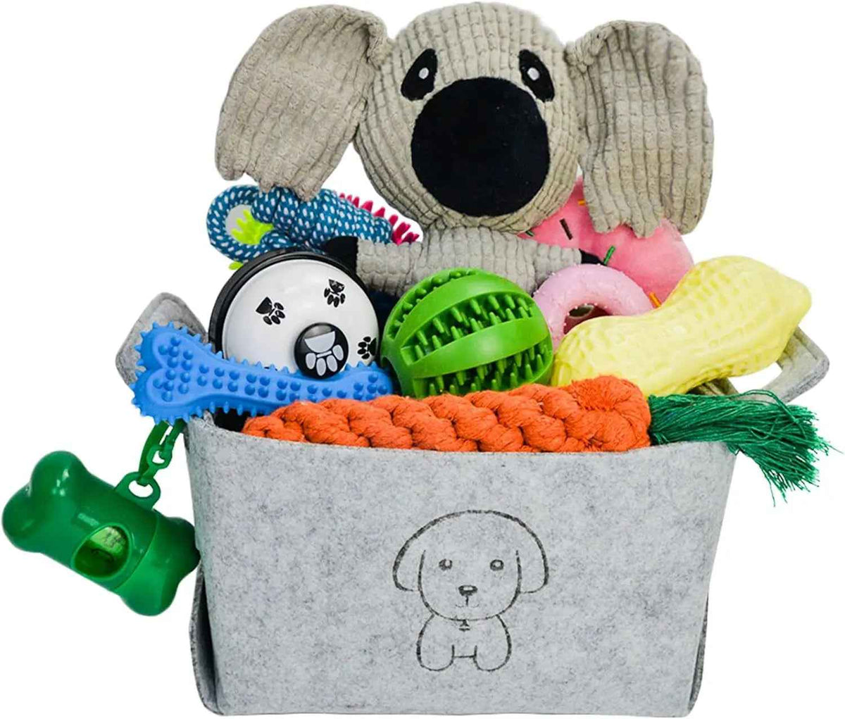 20-Piece Puppy Teething Chew Toy Set with Basket for Small & Medium Dogs