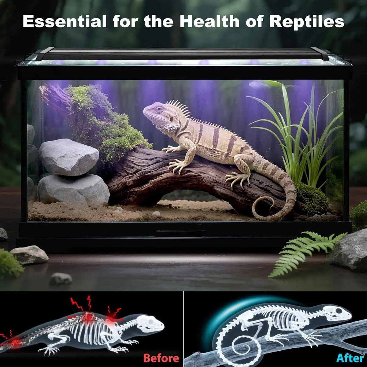 18W UVA UVB Reptile LED Light 28.5" – Auto Modes & Timer